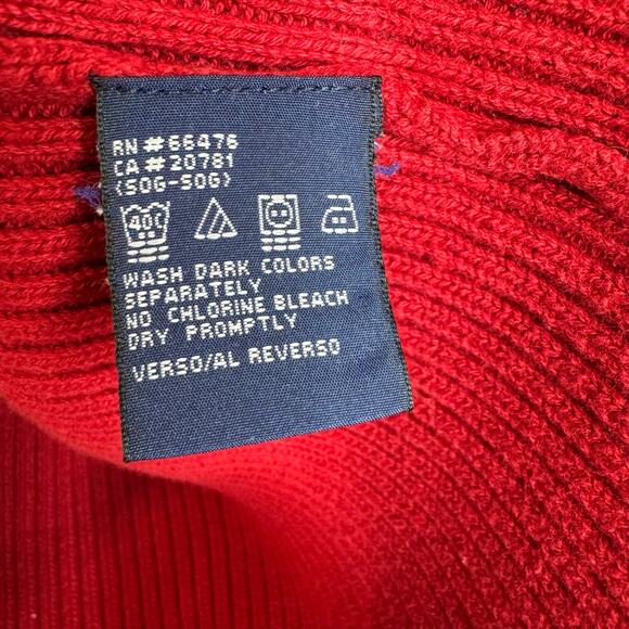 90s/Y2K Vintage Tommy Jeans Red Big Logo Fleece Sleeves Sweater Men's XL - Picture 7 of 9